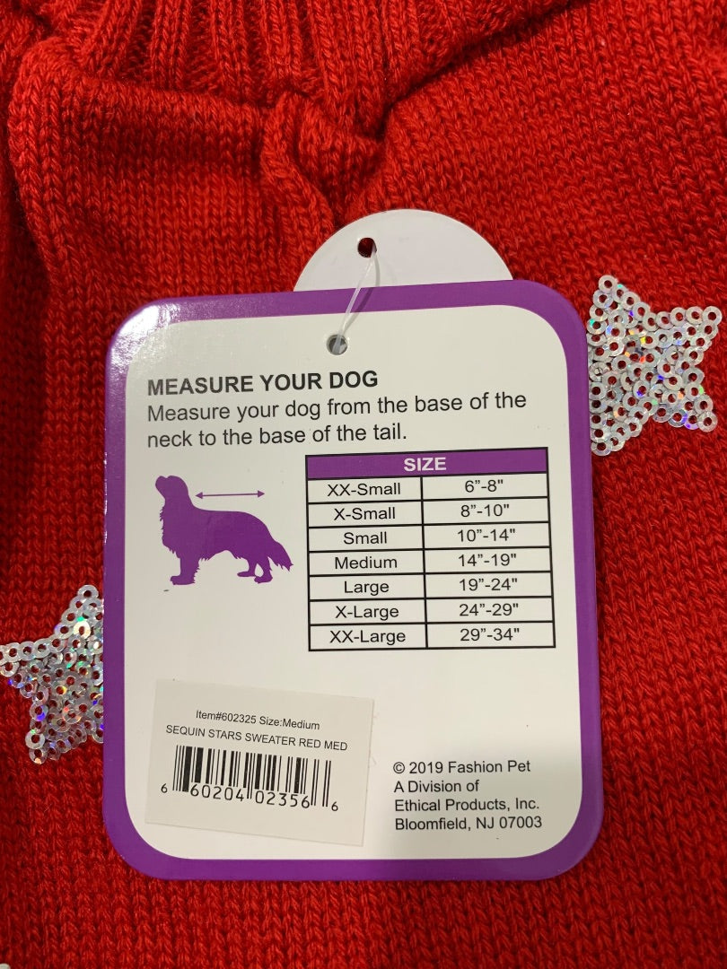 Medium Fashion Pet Dog Sweater New Red Sweater Sequin Stars