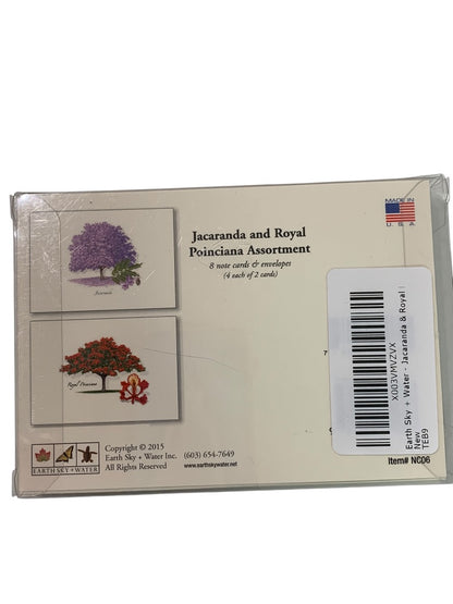 Set of 8 Notecards and Envelopes Jacaranda and Royal Poinsiana New