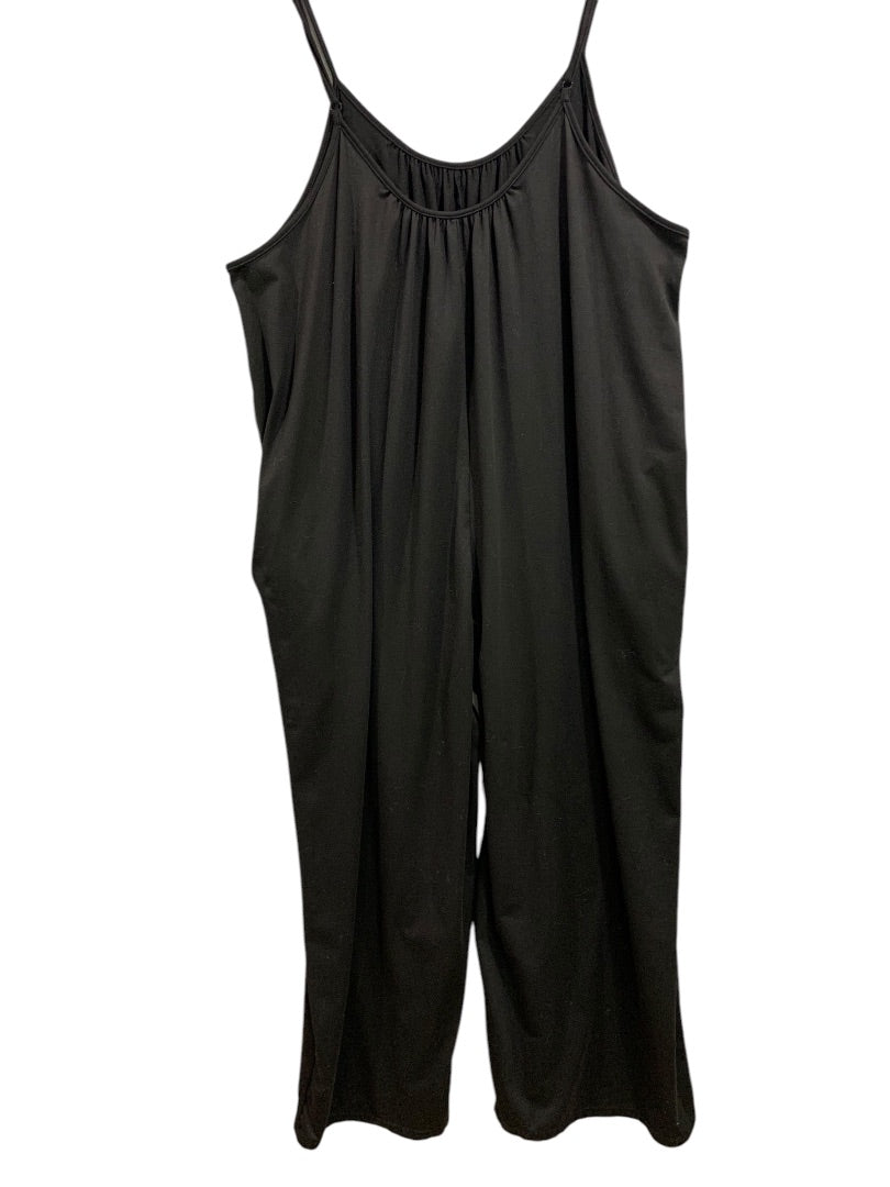 5XL Black Jersey Knit Jumpsuit Sleeveless Pockets Womens