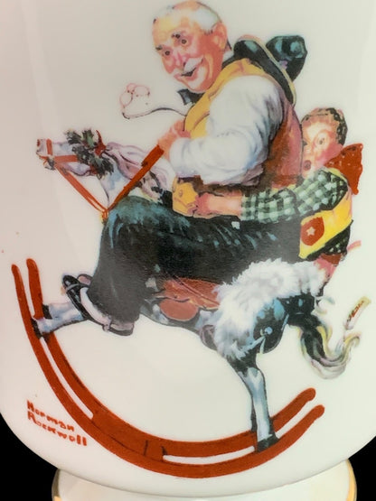 1981 Norman Rockwell Porcelain Pedestal Mug "Gramps at the Reins" The Danbury Mint