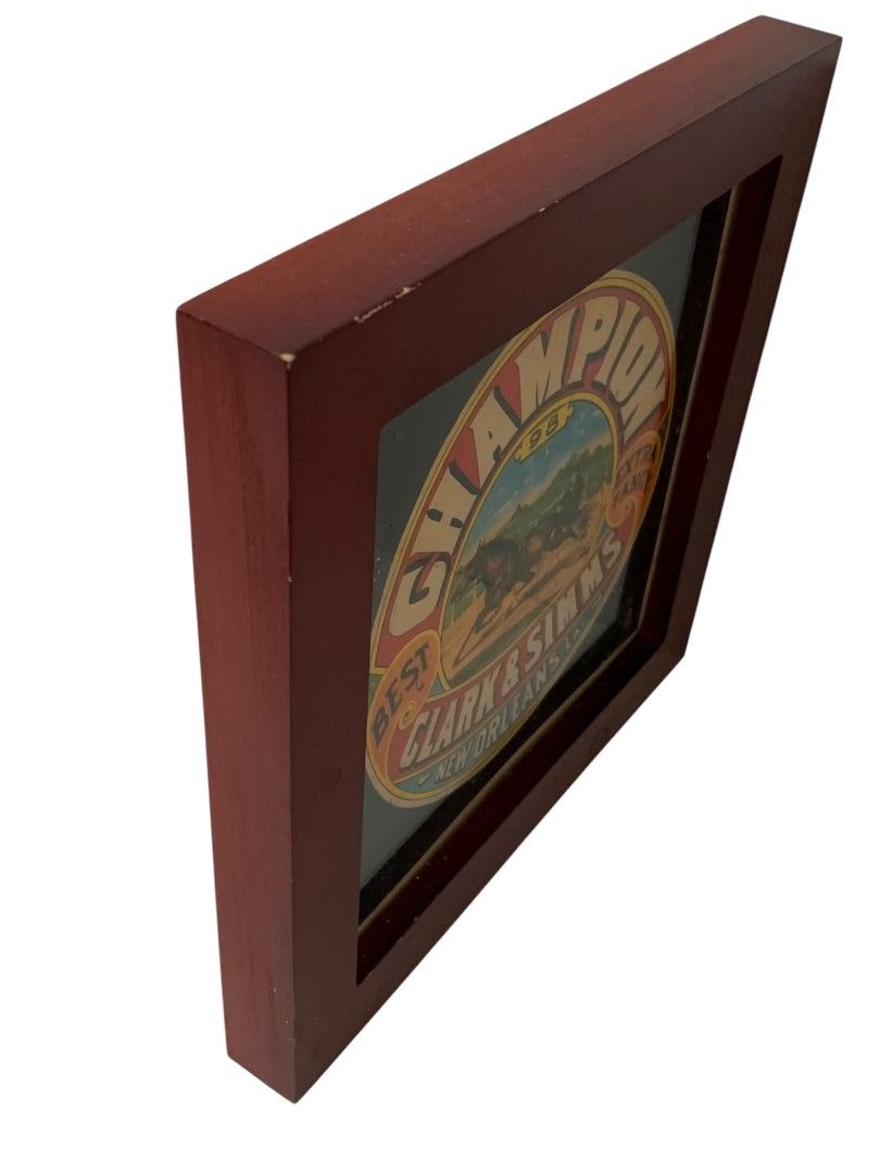 Framed Retro Style Label Champion New Orleans 7.1 Inch Square