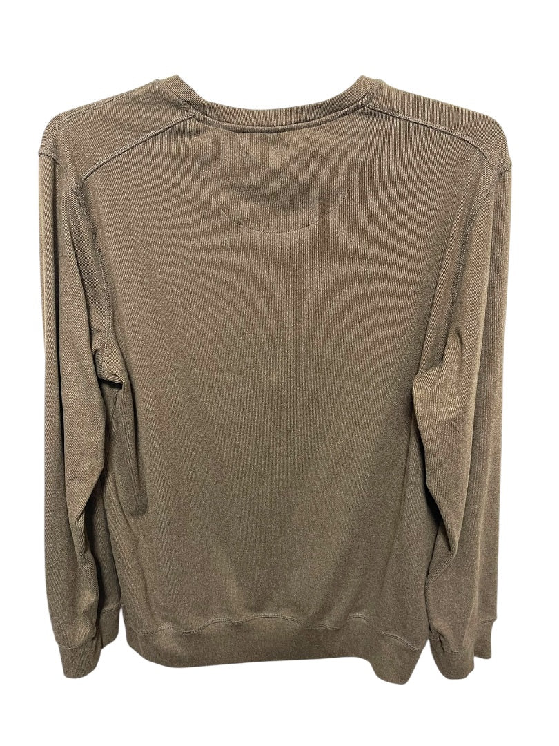 Large Boston Traders Long Sleeve Crew Neck Mens Pullover Shirt Brown