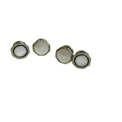 Vintage Snap Cufflinks Contrast Snap Link Silvertone Ornate 13mm