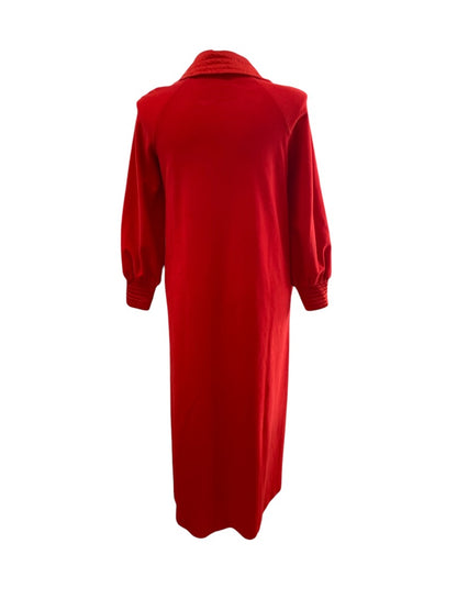 Size 14 Vanity Fair 1970s Womens Red Half Zip Robe Long Sleeve Dacron Polyester