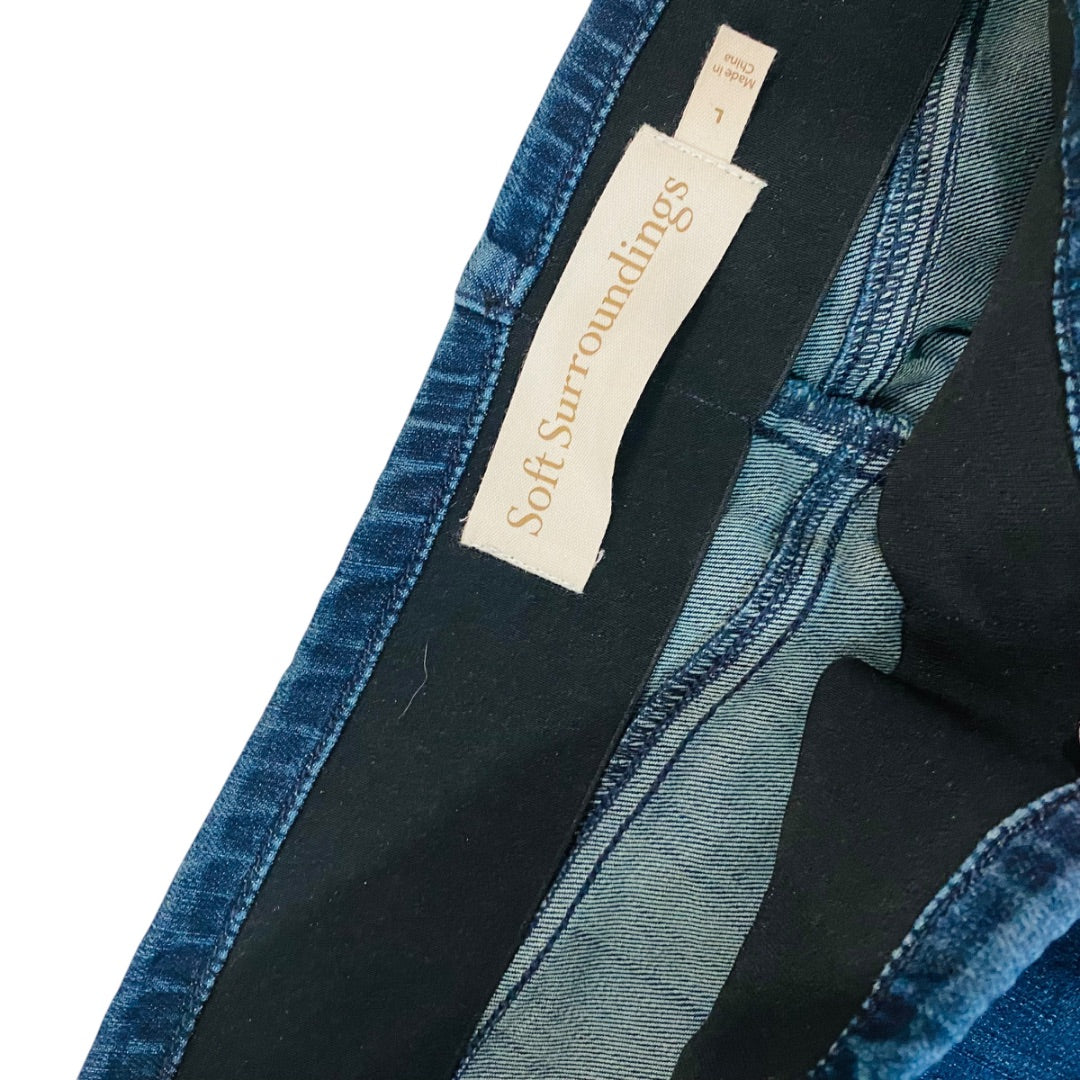 Large Soft Surroundings Womens Dark Wash Jeans Jeggings Stretch Denim Elastic Waist