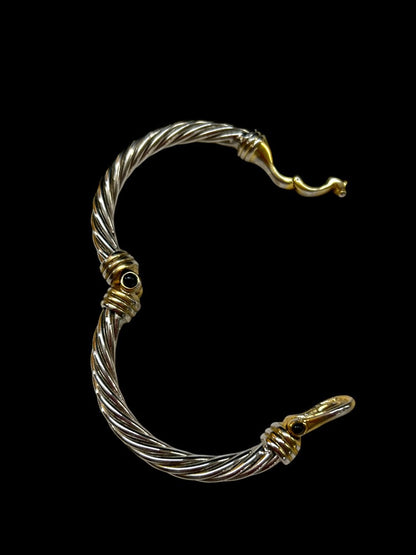 Silvertone and Goldtone Bangle Bracelet Foldover Magnetic Clasp 2.5 Inch Inside Diameter