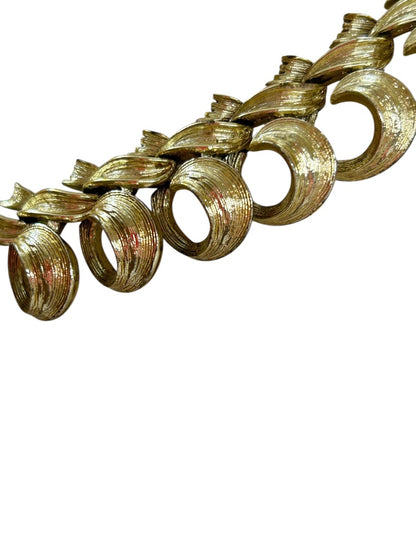 Vintage Goldtone Statement Choker 12.5-16 Inch Necklace Hook Closure