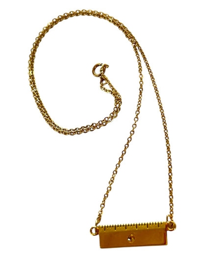 Vintage Leavens Ruler 15 inch Necklace Pendant Peridot Teacher Carpenter