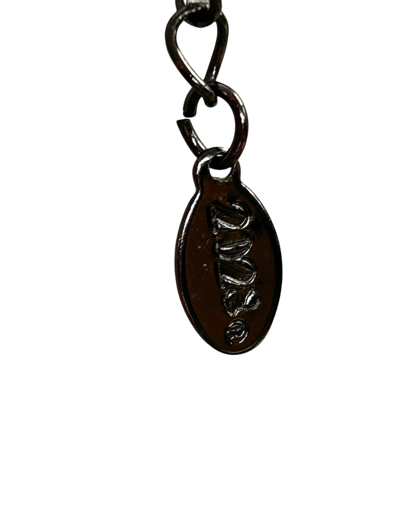 Pewter Color and Blue Crystal Necklace 15 Inch Chain 2" Drop