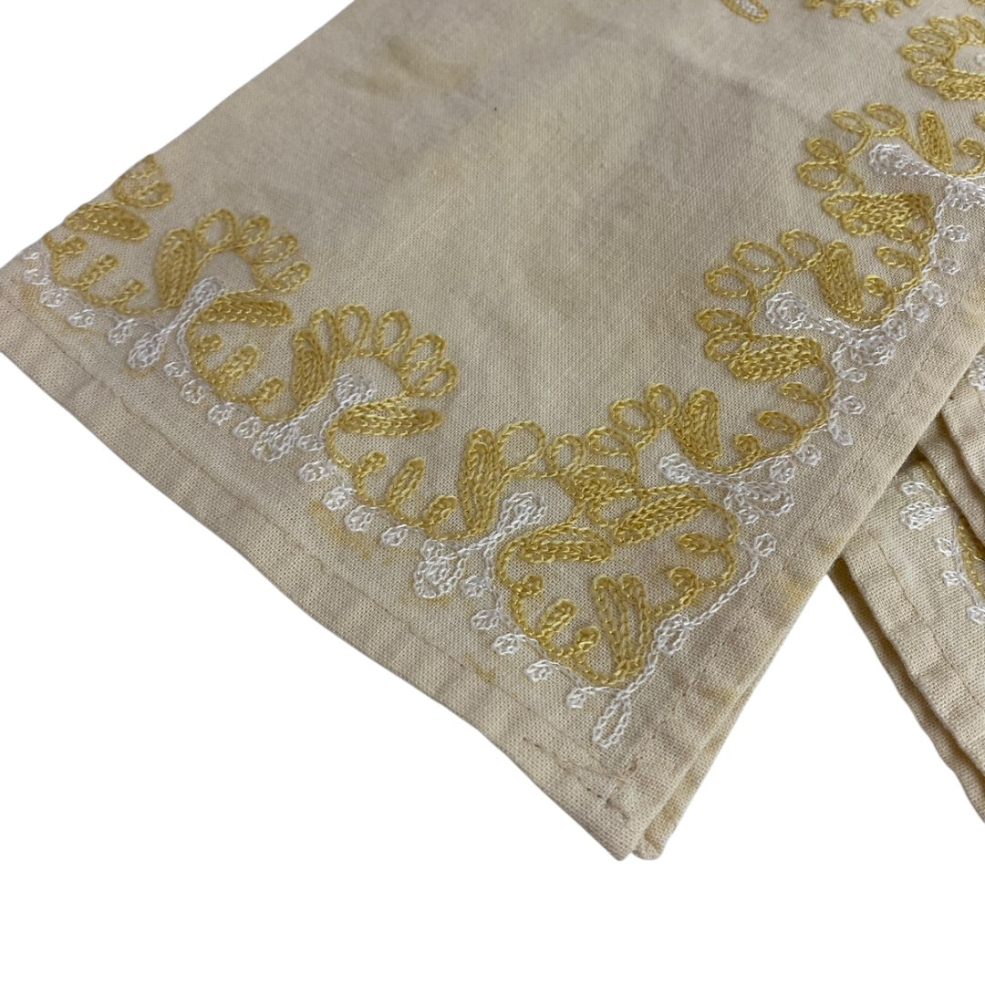 Vintage Set of 5 Embroidered Intricate Cloth Napkins 11 x 13 Inches