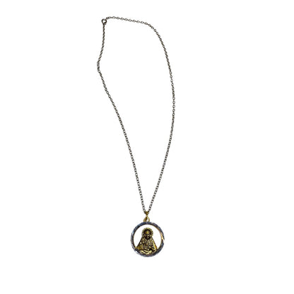 Vintage Jesus Sacred Heart Lightweight Pendant Necklace Goldtone Silvertone