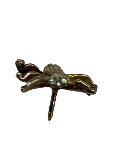 Vintage Brushed Goldtone Spider Lapel Pin Small 5/8"
