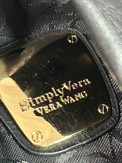 Simply Vera Black Vegan Leather Handbag Hobo Style Goldtone Hardware