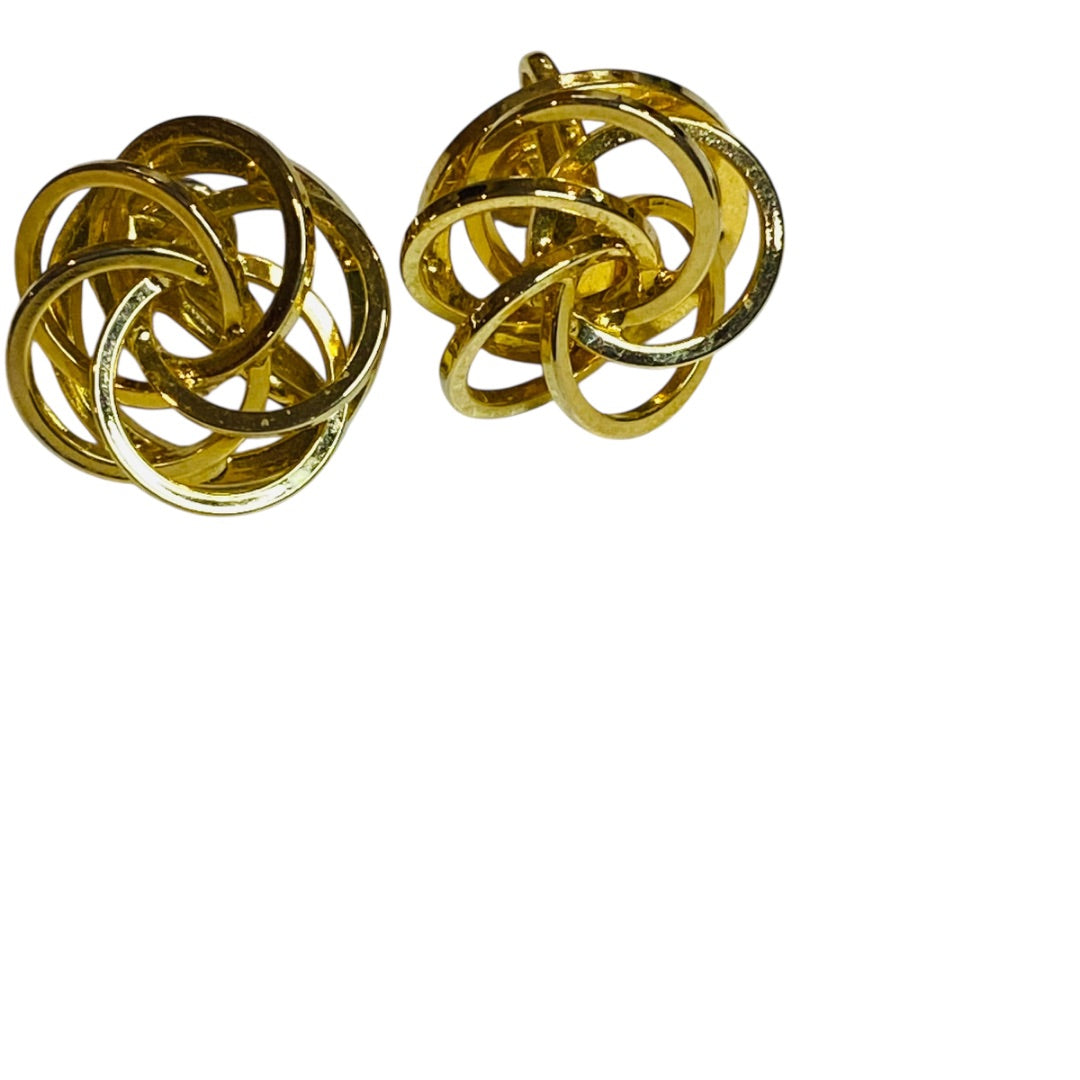 Vintage Goldtone Screwback Non-Pierced Earrings Interlocking Circles .6" Diameter