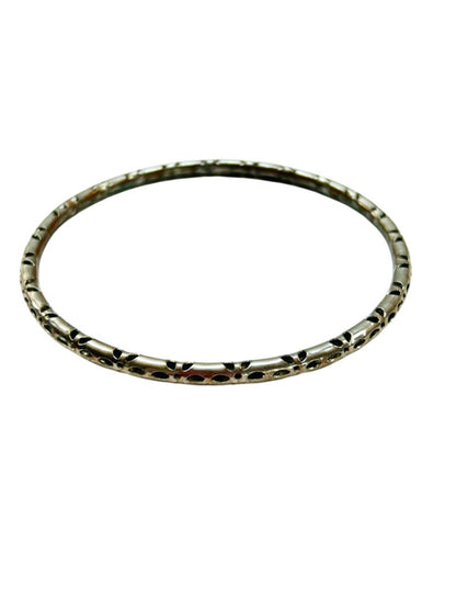 Large Hollow Silvertone Bangle Bracelet Laser Cut 4mm