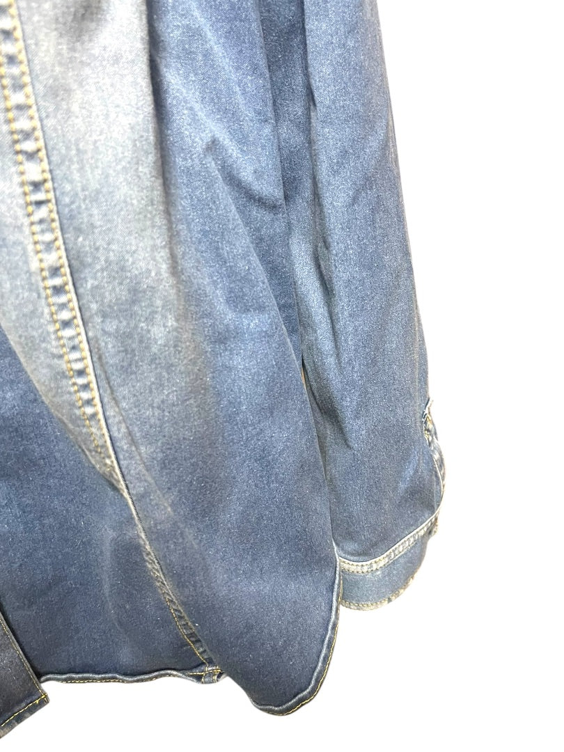 Size 24W INC Long Sleeve Button Down Denim Womens Shirt Jean Shacket