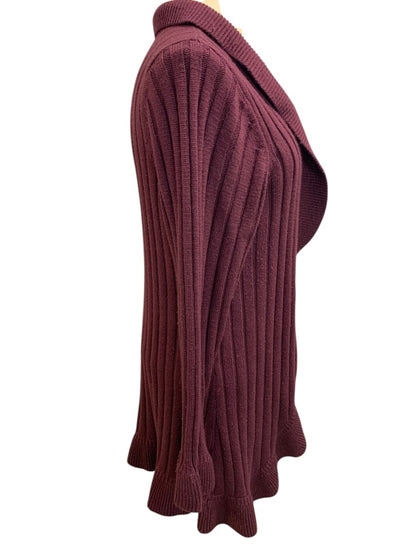 18/20 Avenue Sweater Collection Womens Eggplant Open Cardigan