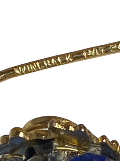 Wingback Earrings Blue Aurora Borealis Crystal Cluster Goldtone Pierced 1 Inch