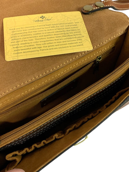 Patricia Nash Leather Crossbody Bag Brown Flap Organizer Vintage Style Purse
