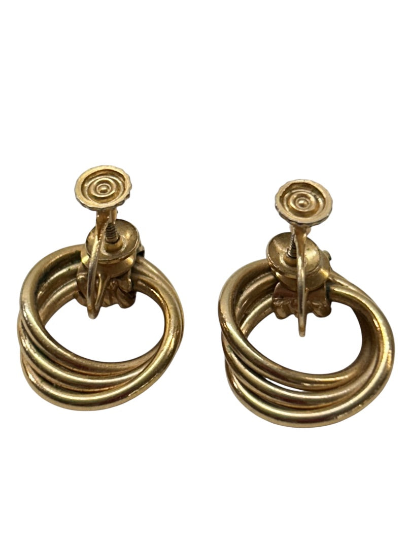 Vintage Goldtone Non-Pierced Screwback Earrings .9 Inch Diameter