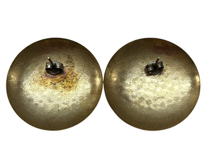 Vintage Goldtone Post Pierced Earrings Snakeskin Texture 1 Inch