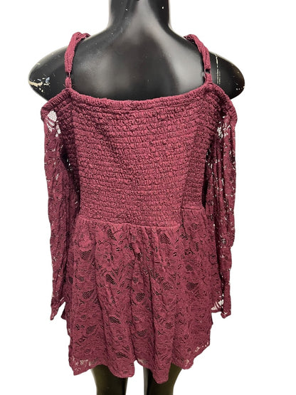 4X Torrid Womens Cold Shoulder Shirt Lace Smocked Bodice Blouse