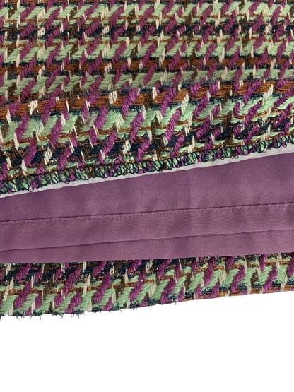 Size 2 Loft New Tweed Skirt Metallic Threading Pockets Side Zip Purple Green Brown