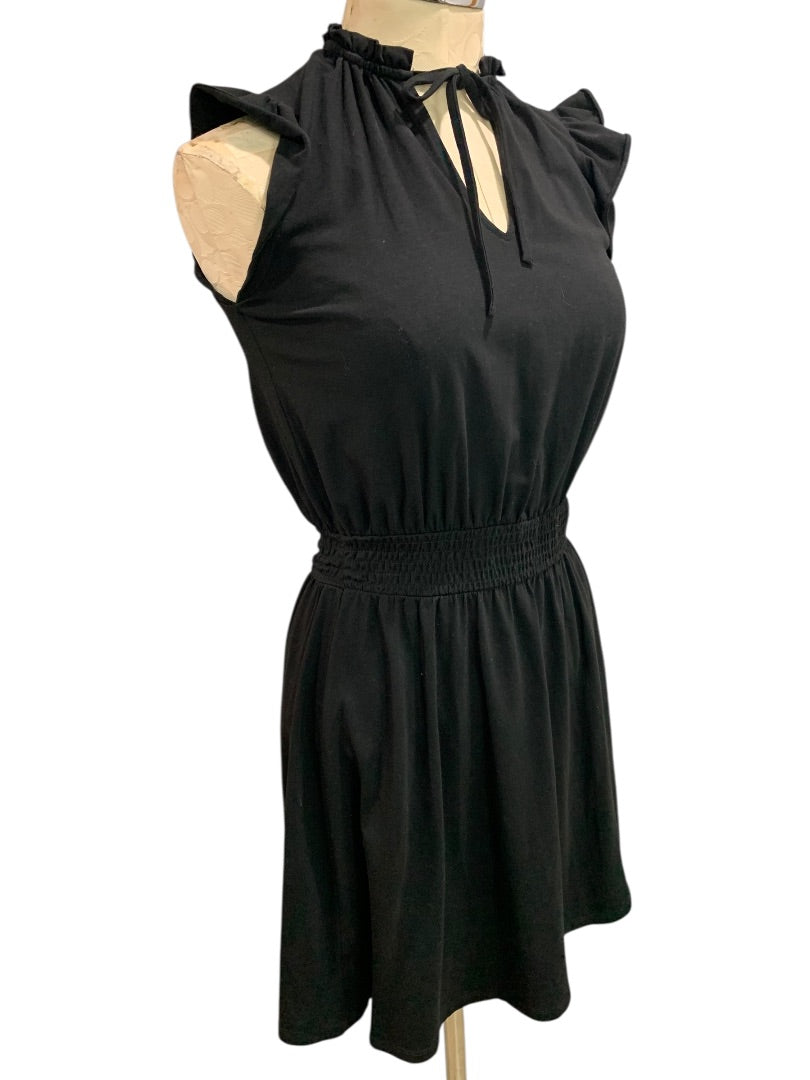 XSP Loft Petites Black Knit Pullover Dress Banded Waist Short Sleeve