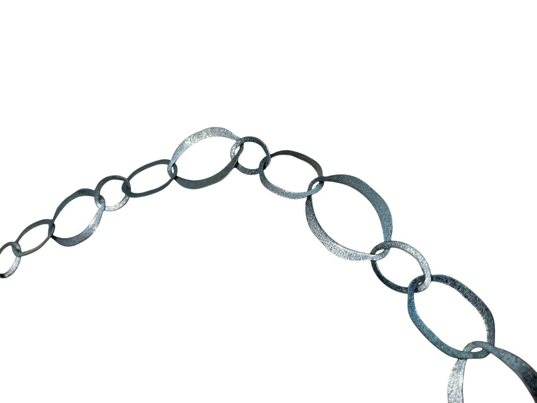Large Oval Interlinked Chain Necklace Gun Metal 34 Inch Hook Closure