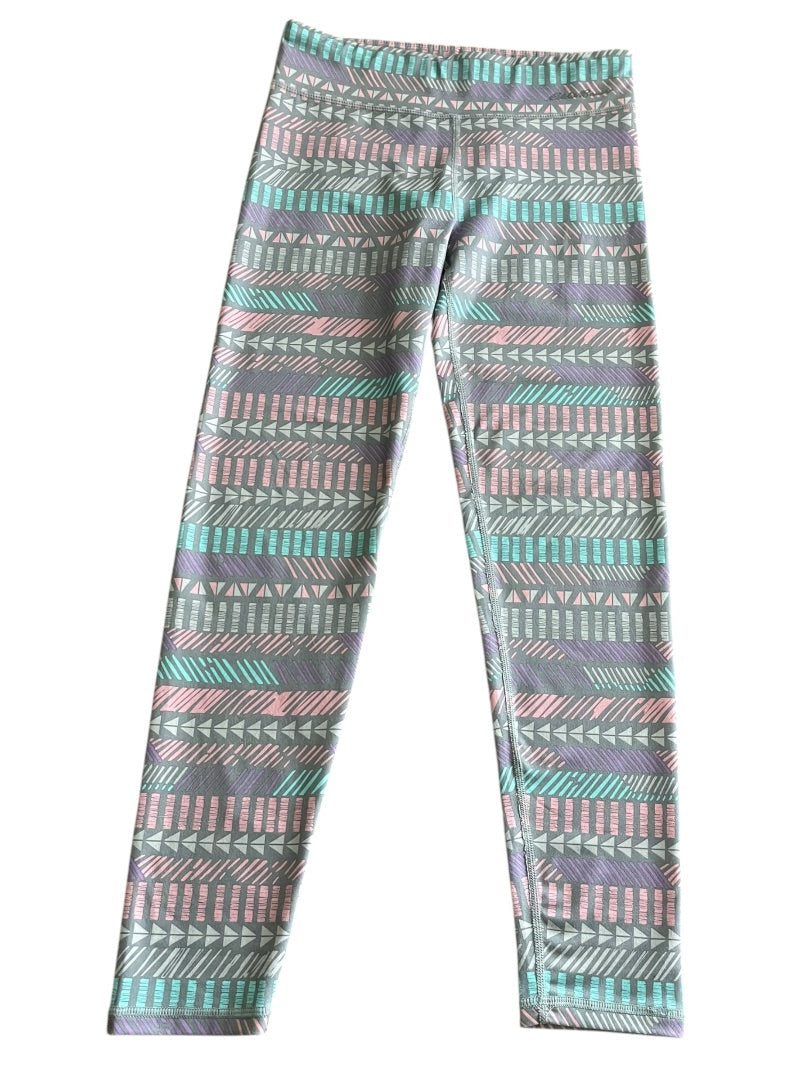 Large 14/16 Eddie Bauer Patterned Girls Stretch Pants Gray Blue Pink