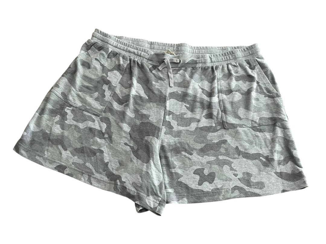 3X June & Delancey Elastic Waist Drawstring Shorts Gray Camoflauge Womens