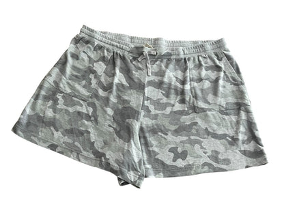 3X June & Delancey Elastic Waist Drawstring Shorts Gray Camoflauge Womens