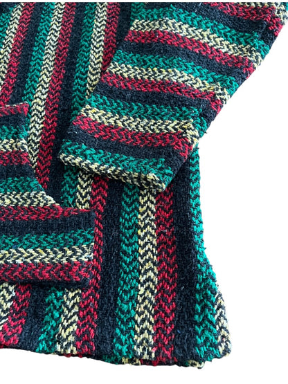 XL Baja Joe Warm Yourself Not the Earth Striped Rasta Hippie Hoodie Pocket
