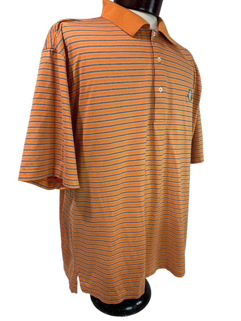 XL Fairway & Greene Mens Golf Polo Shirt Orange Striped Short Sleeve
