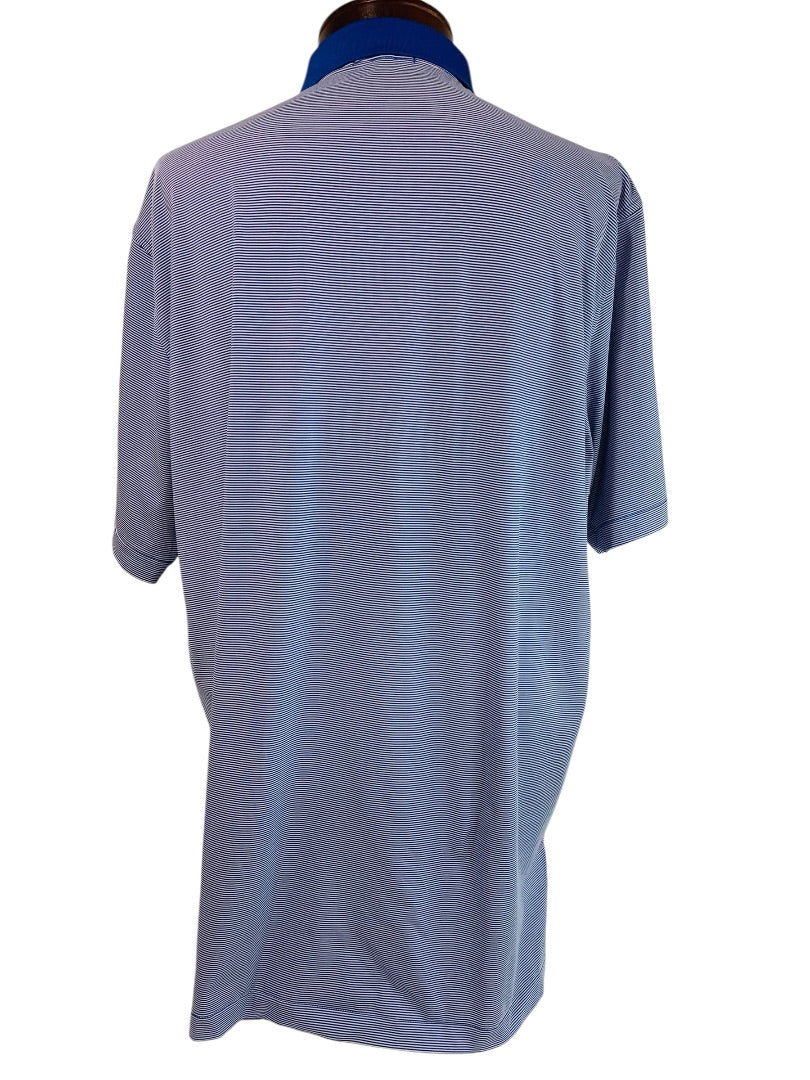 XL Peter Millar Mens Summer Comfort Blue White Stripe Golf Polo Shirt