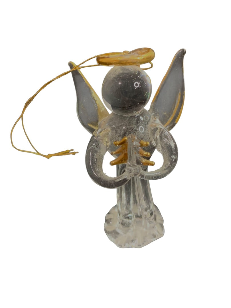 Goldtone Angel Ornaments Acrylic and Metal Hanging Christmas
