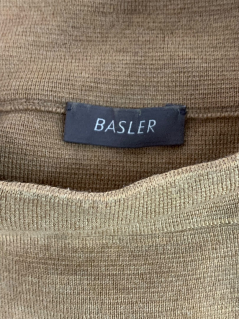 Size 42 Basler Womens Tunic Sweater Brown Black Stripe Mock Turtleneck