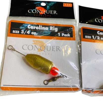 New Conquer Outdoors Bass Fishing Carolina Rig 3/4 oz. Set of 2 Weights