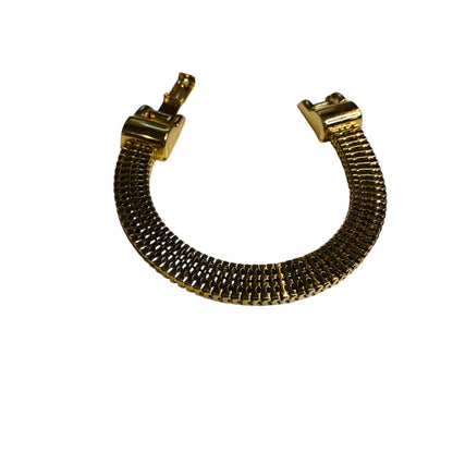 Vintage Goldtone 7 inch Foldover Clasp Bracelet 10mm