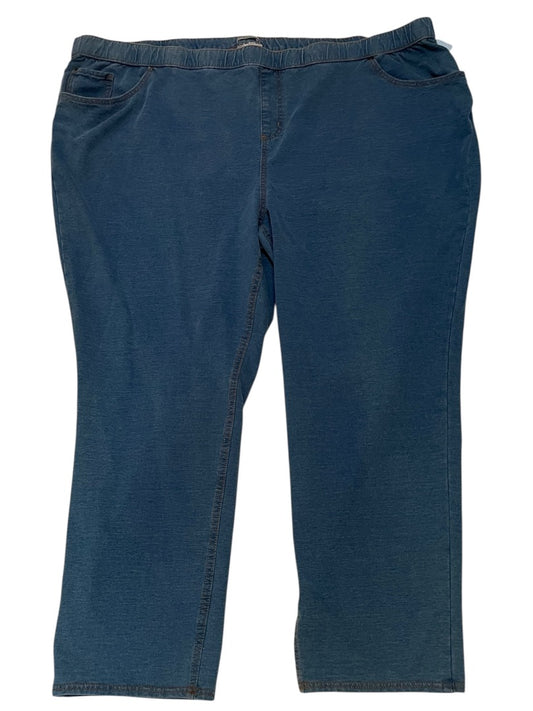 5X Catherines Pull On Elastic Waist Knit Jeans Pockets Blue New