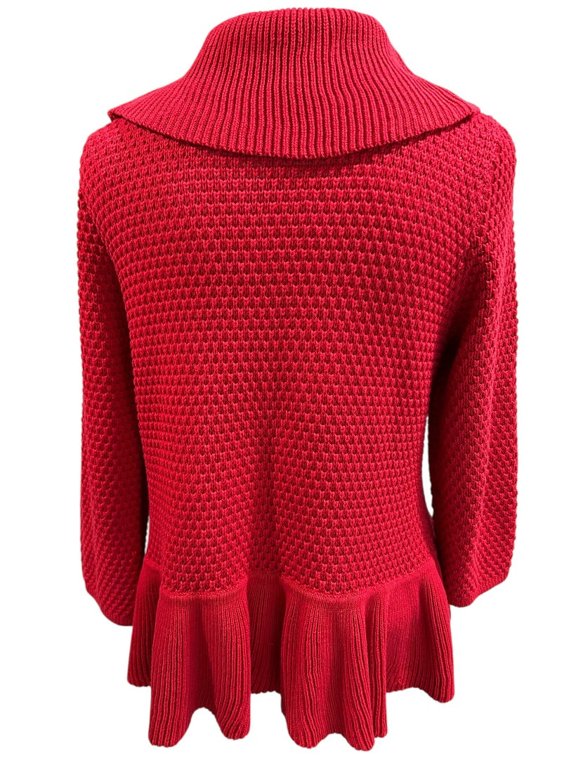 XL Ruby Rd. Womens Red Open Front Cardigan Soft Sweater