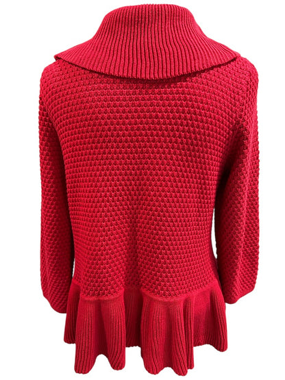 XL Ruby Rd. Womens Red Open Front Cardigan Soft Sweater