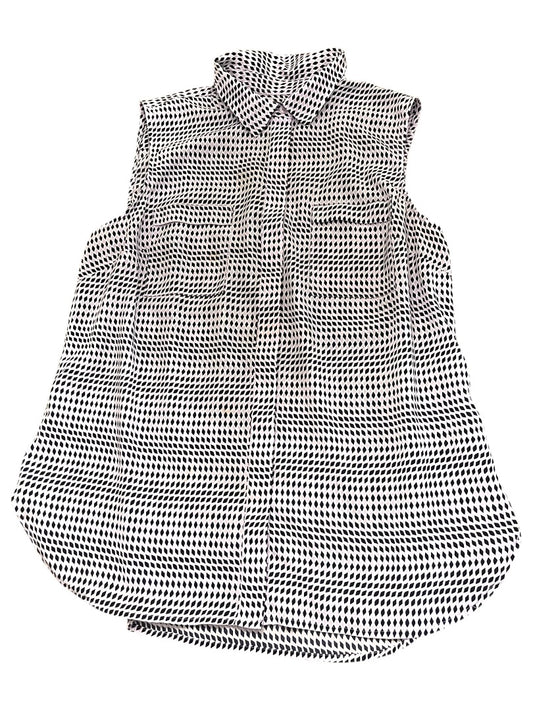 XLP Talbots Petite Button Up Collared Sleeveless Shirt Purple Navy
