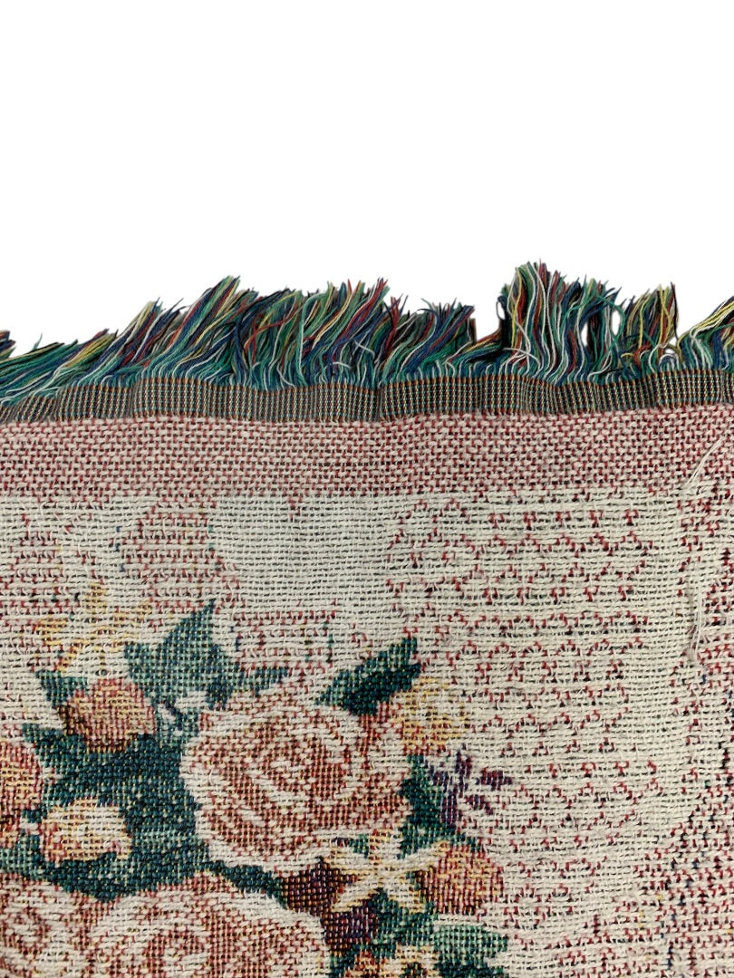 Vintage Woven Throw Blanket Collectors Dolls 68" x 50"