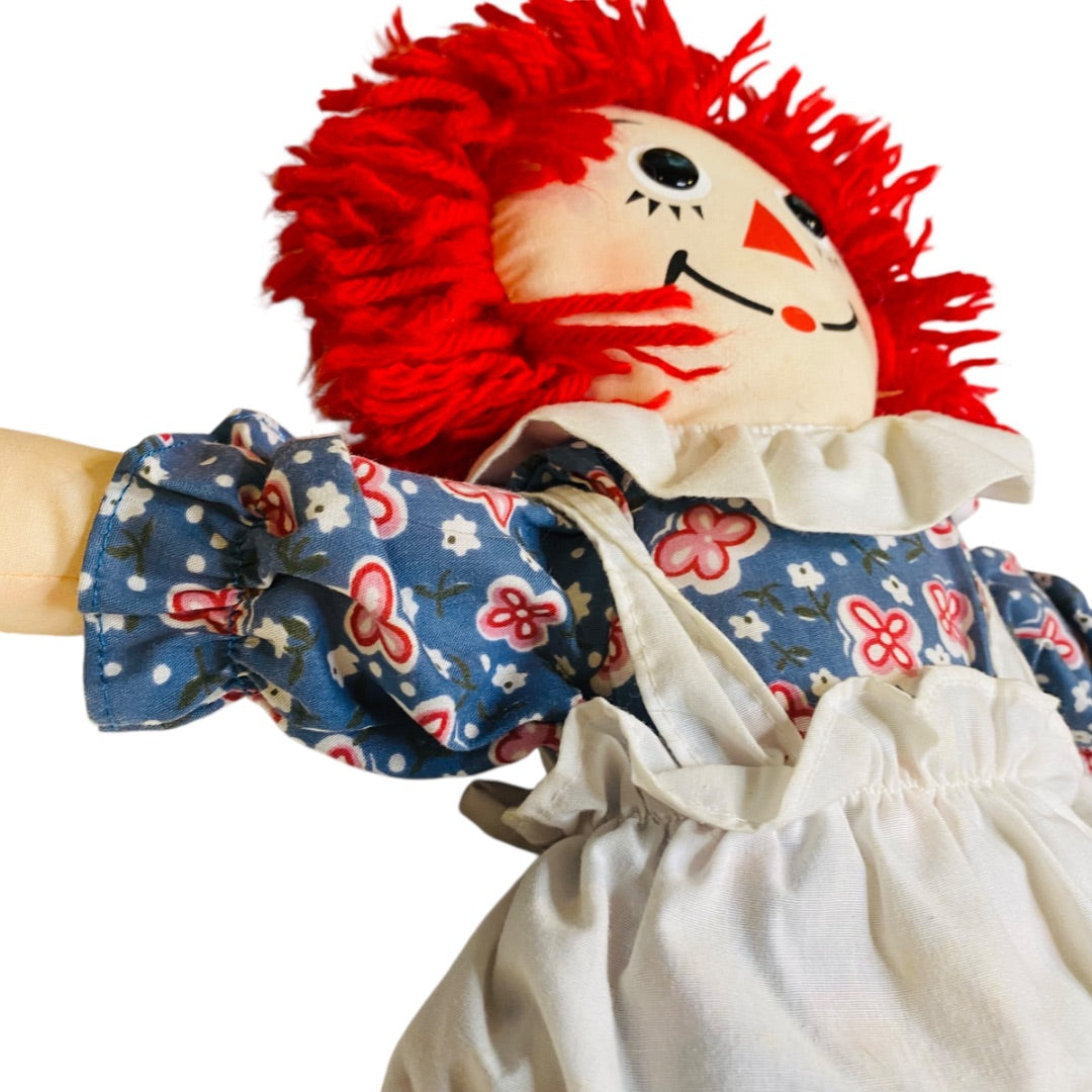 2002 Applause Classic Raggedy Ann Rag Doll 15" Blue Dress Pinafore