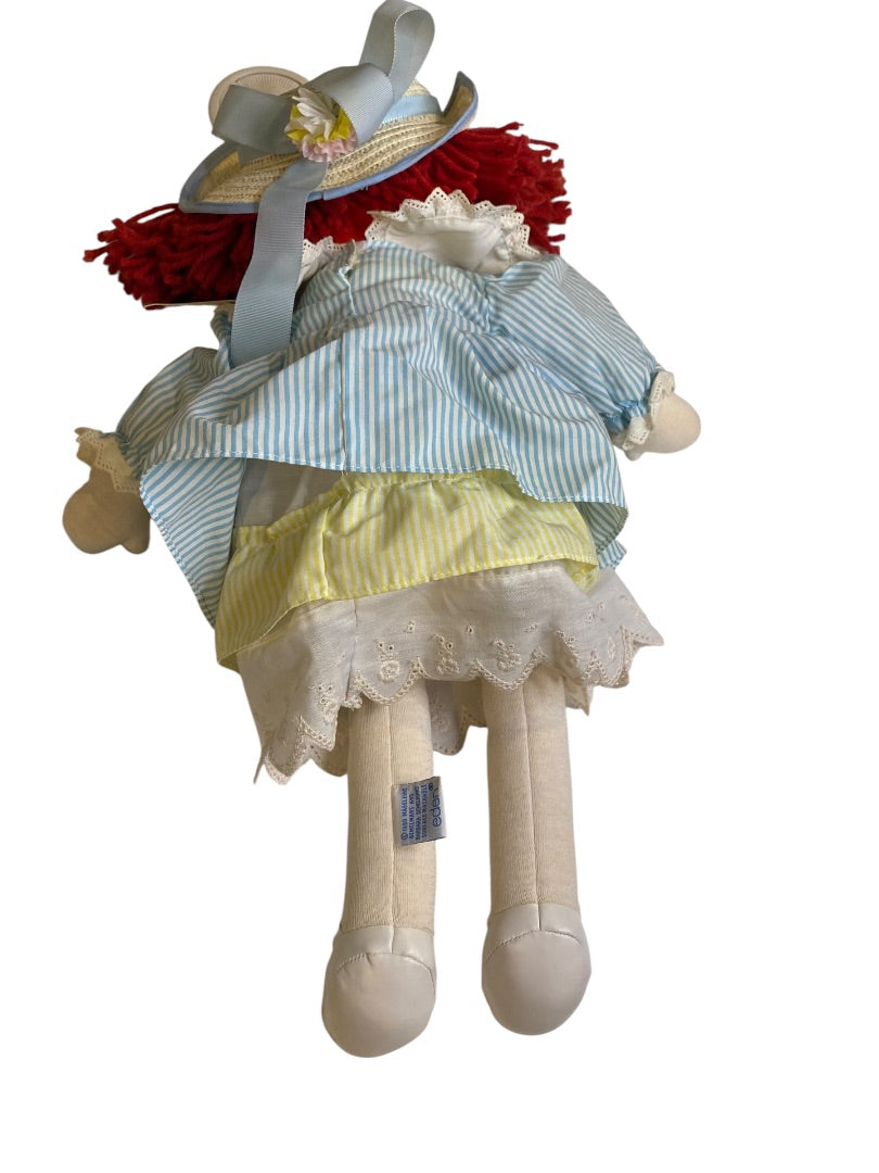 1990 Madeline by Eden 18" Rag Cloth Doll with Tags Blue Yellow Dress