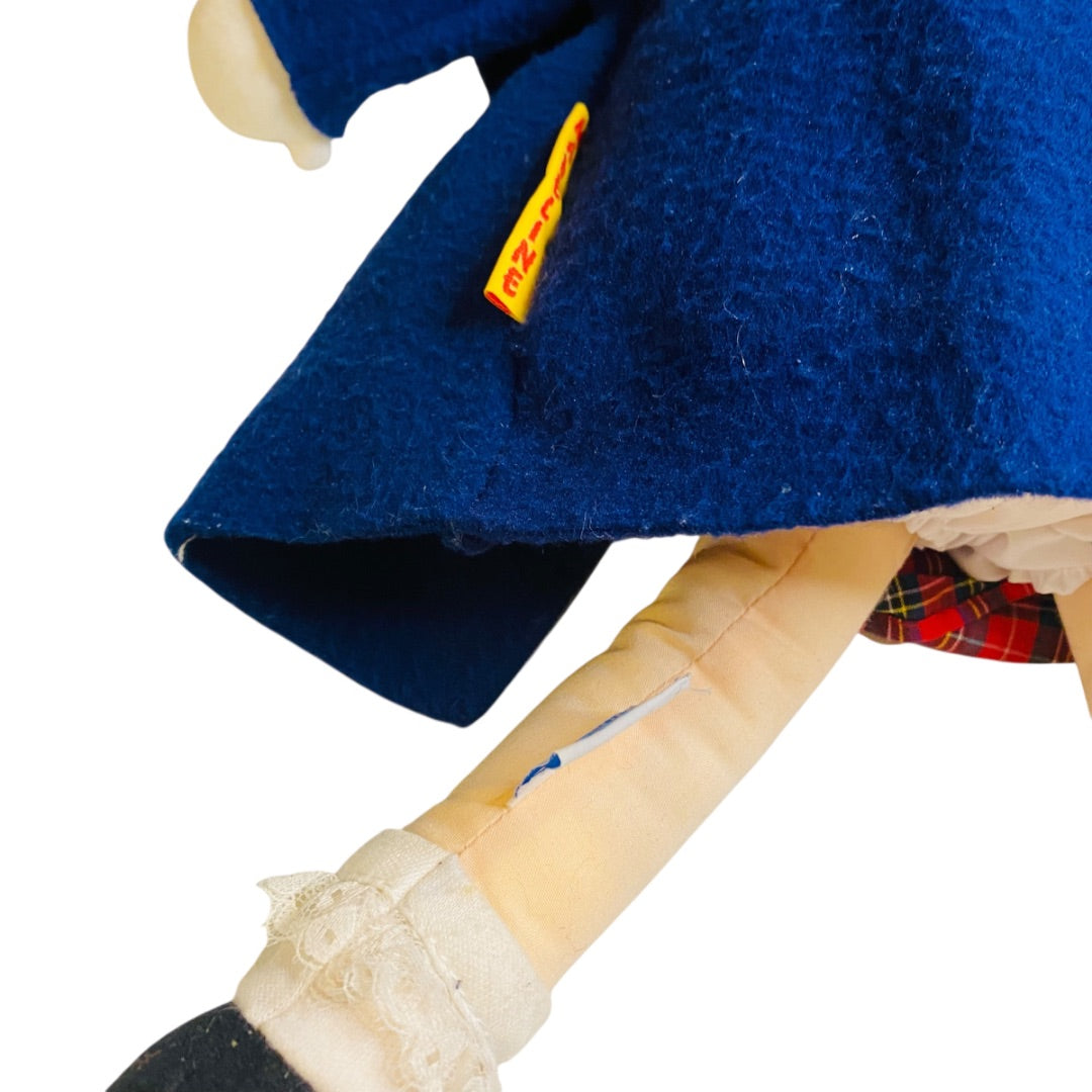 1996 Madeline by Eden Cloth Rag Doll 19" Dress Navy Coat