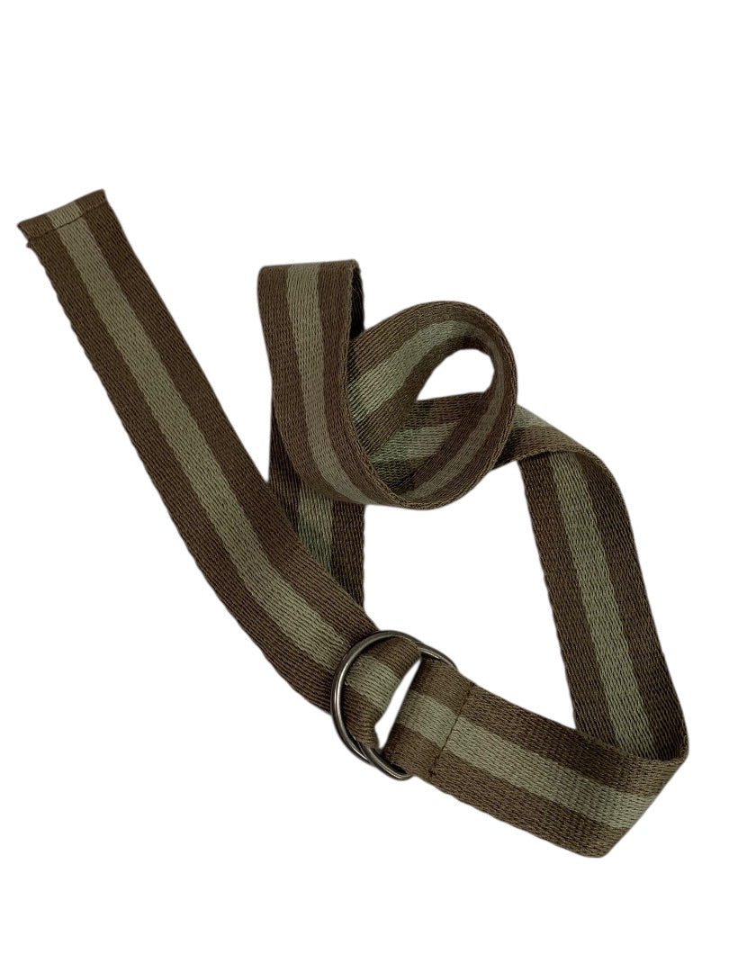 Canvas Belt Brown Striped D-Ring 1.75" Thick Adjustable to 46"
