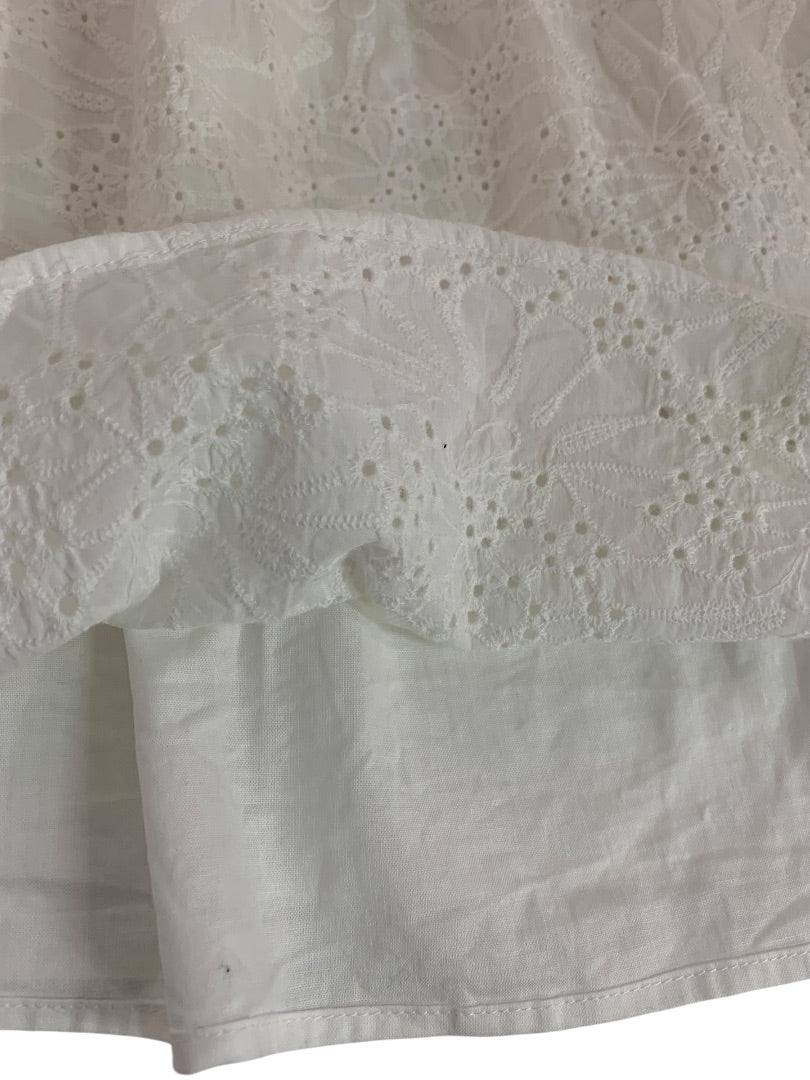 XXSP Loft Petites Womens White Eyelet Lined Pullover Blouse Square Neck
