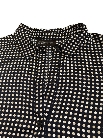 Size 16 Jones New York Womens Button Up Polka Dot Sleeveless Blouse Shirt